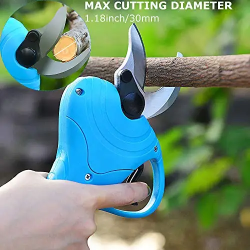 Professional Electric Branch Scissors Cordless Pruning Shears with 2Pcs 21V Rechargeable 30mm (1.2 Inch) Cutting Diameter