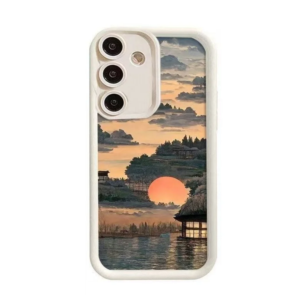 For Samsung Galaxy A73 A72 A71 A56 A55 A54 A53 A52 A51 A50 S 4G 5G Sunset Landscape Painting Silicone Phone Case Protect Cover view 6