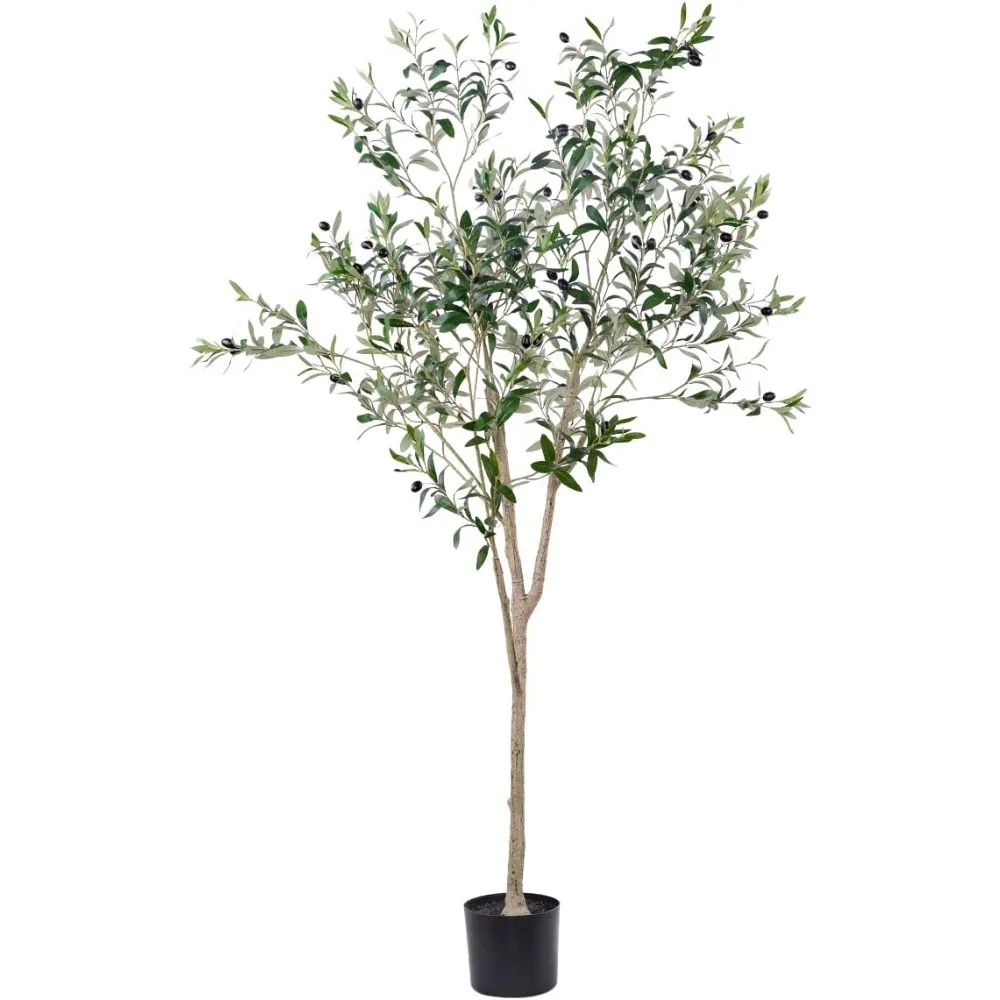 

Artificial Olive Tree, 6FT Tall Faux Silk Plant Artificial Tree in Potted Oliver Branch Leaves and Fruits for Modern Home Decor