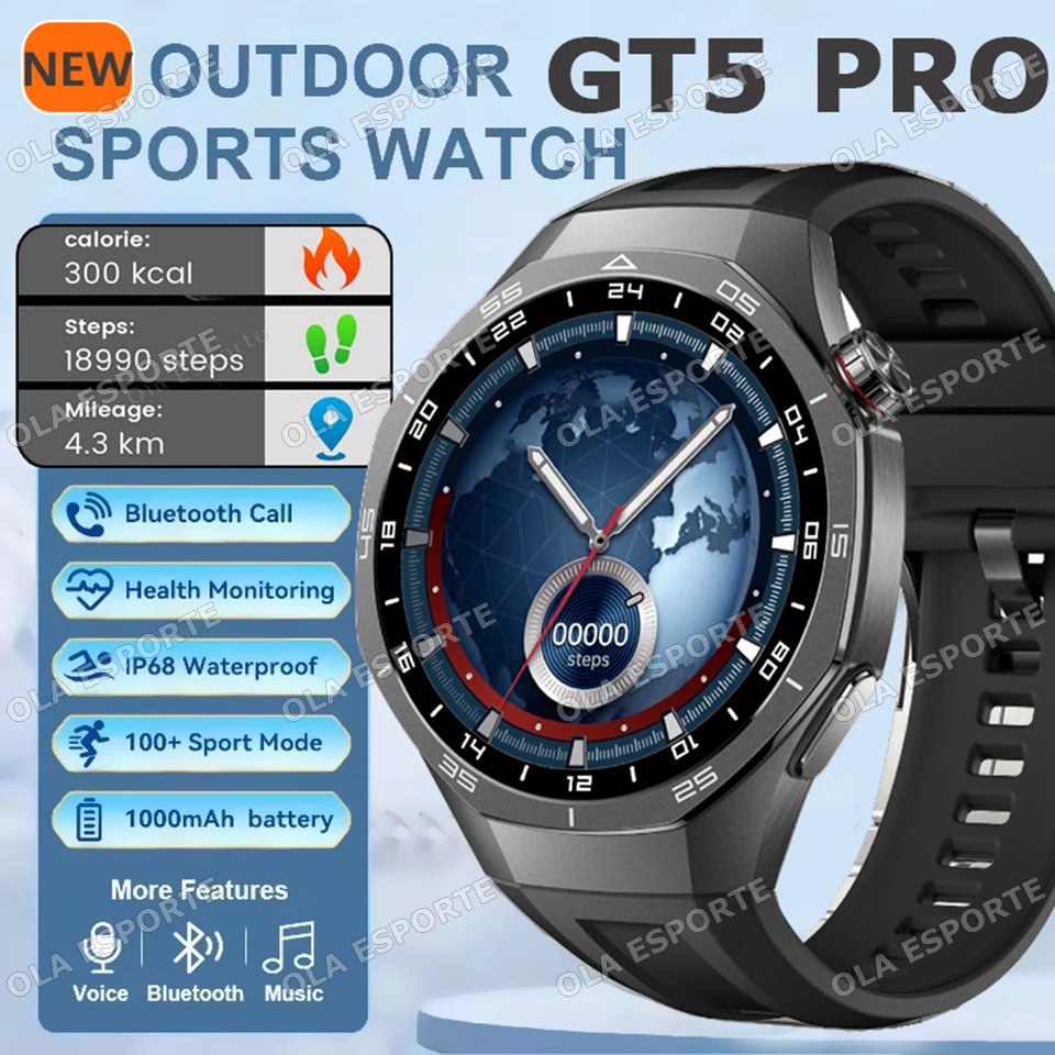 

2025 GT5 Pro Smart Watch Men Women Bluetooth Call Games GPS Track Waterproof Watches SOS Call ECG Health Monitoring Smartwatches