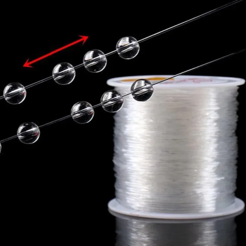 100/300 متر مطاطا الديكور الموضوع 0.5-1 مللي متر تمتد سلسلة DIY بها بنفسك صنع المجوهرات القلائد أساور قوية دائم كريستال الحبل الموضوع