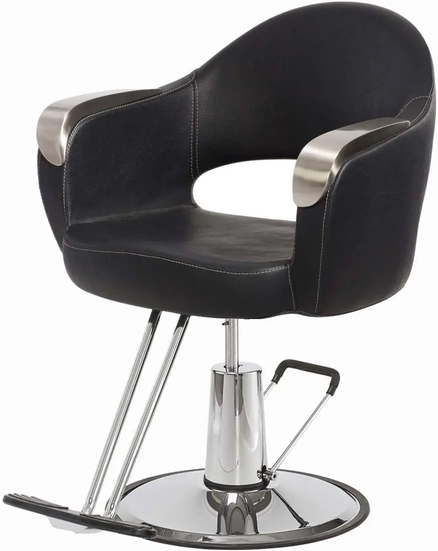 Buy-Rite Luna Silver Modern Styling Chair For Salons & Spas, Durable Brushed Chrome Armrests, Intricate Stitch Pattern, Easy To