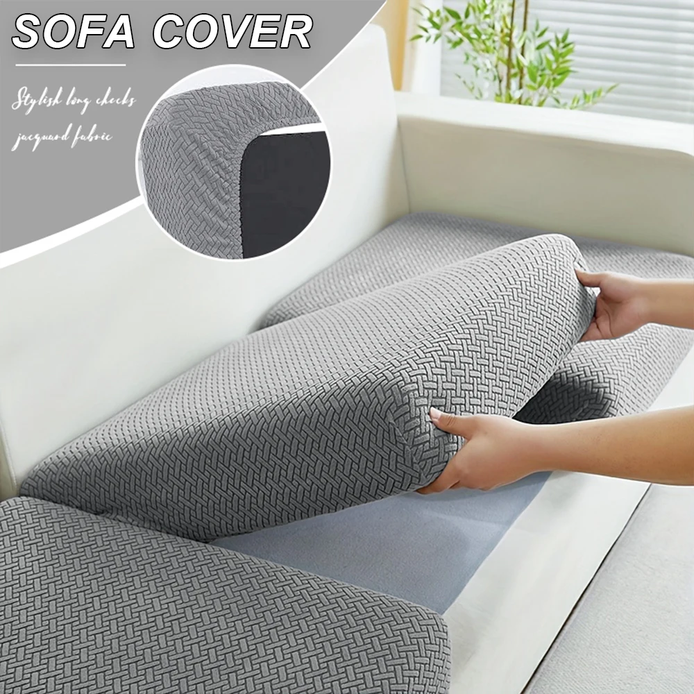 Twill-Sofa-Sitzkissenbezug für Wohnzimmer Jacquard-Stretch Abnehmbarer Sofabezug Haustier- und Kinder-Möbelschutz Waschbar