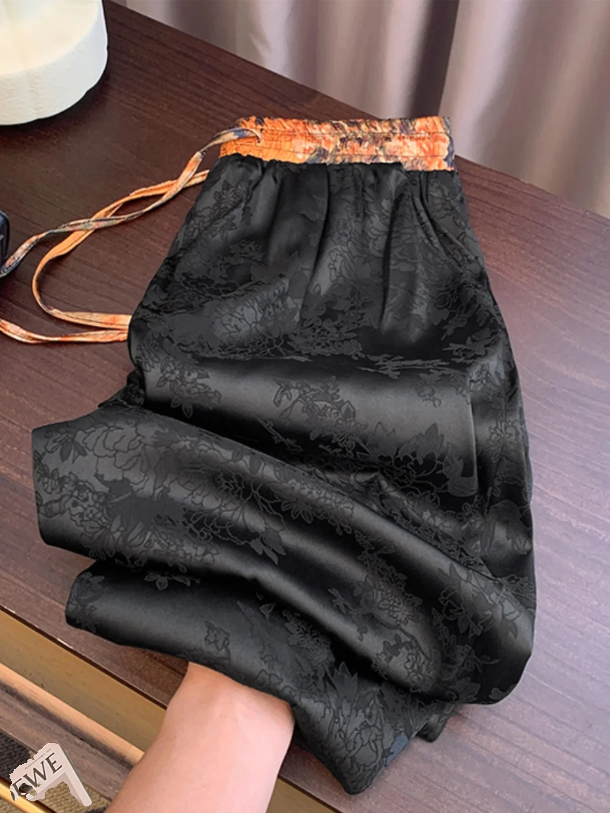 جديد الصينية Sle خفيفة الوزن الأزهار التطريز سراويل تقليدية المرأة الصيف الرجعية اللون بلو مرونة الخصر التخسيس ثنى ث...