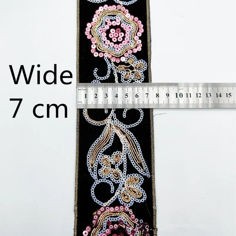 1 Yard Flower Ethnic Trim Embroidered Sewing Ribbons Clothing Decorative Webbing DIY Handmade