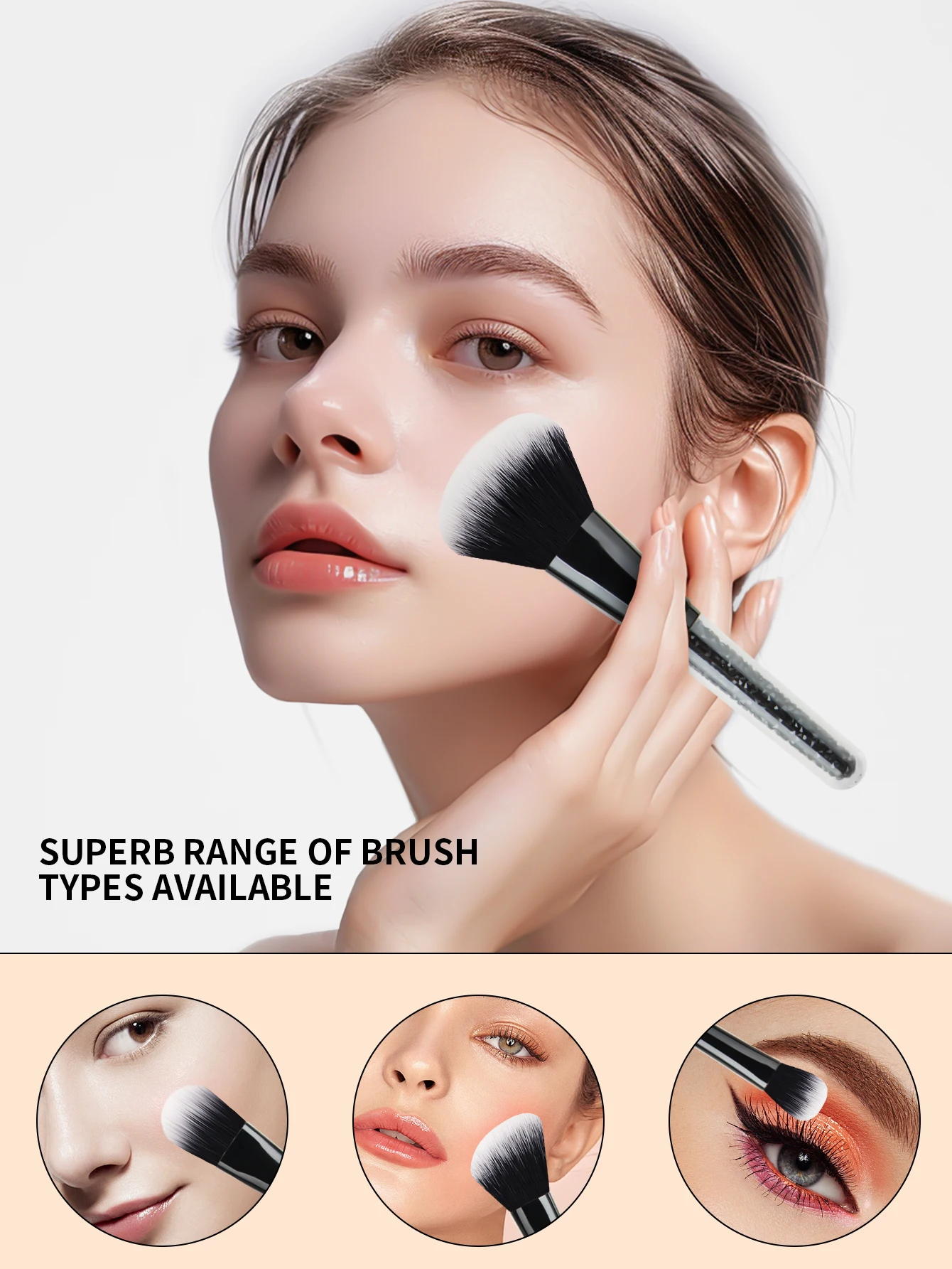 10 ชิ้น Black Diamond แปรงสี Powder Powder Blusher Face Repair แปรงอายแชโดว์แบบพกพาเริ่มต้นแต่งหน้า T