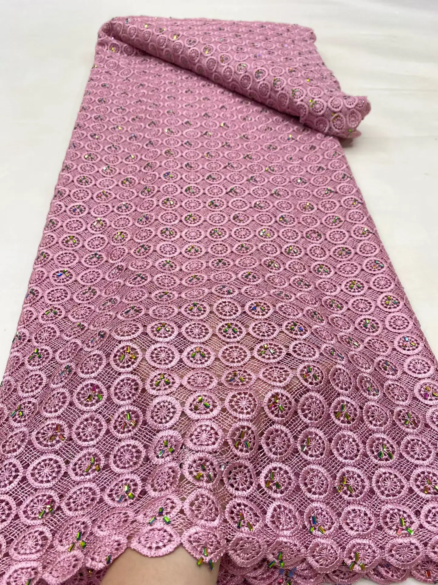 

2025 новейшее высококачественное африканское нигерийское платье с тюлем, гипюровое кружевное платье с вышивкой, блестки, 5 ярдов DP0460