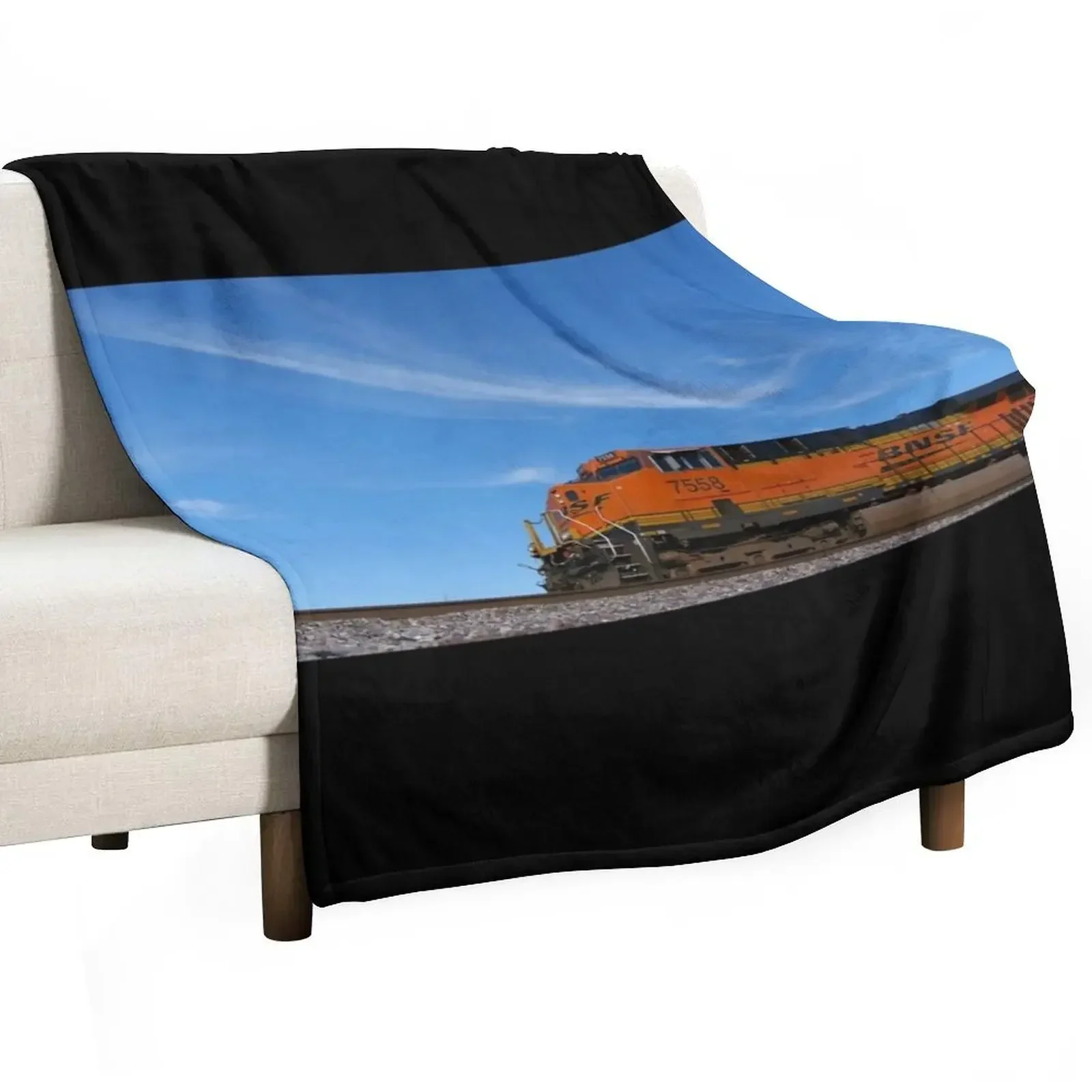 BNSF #7558 GE ES44DC Locomotive Leading 6K Throw Blanket Cute Flannel Fabric Hairys Vintage Thins Personalized Gift Blankets