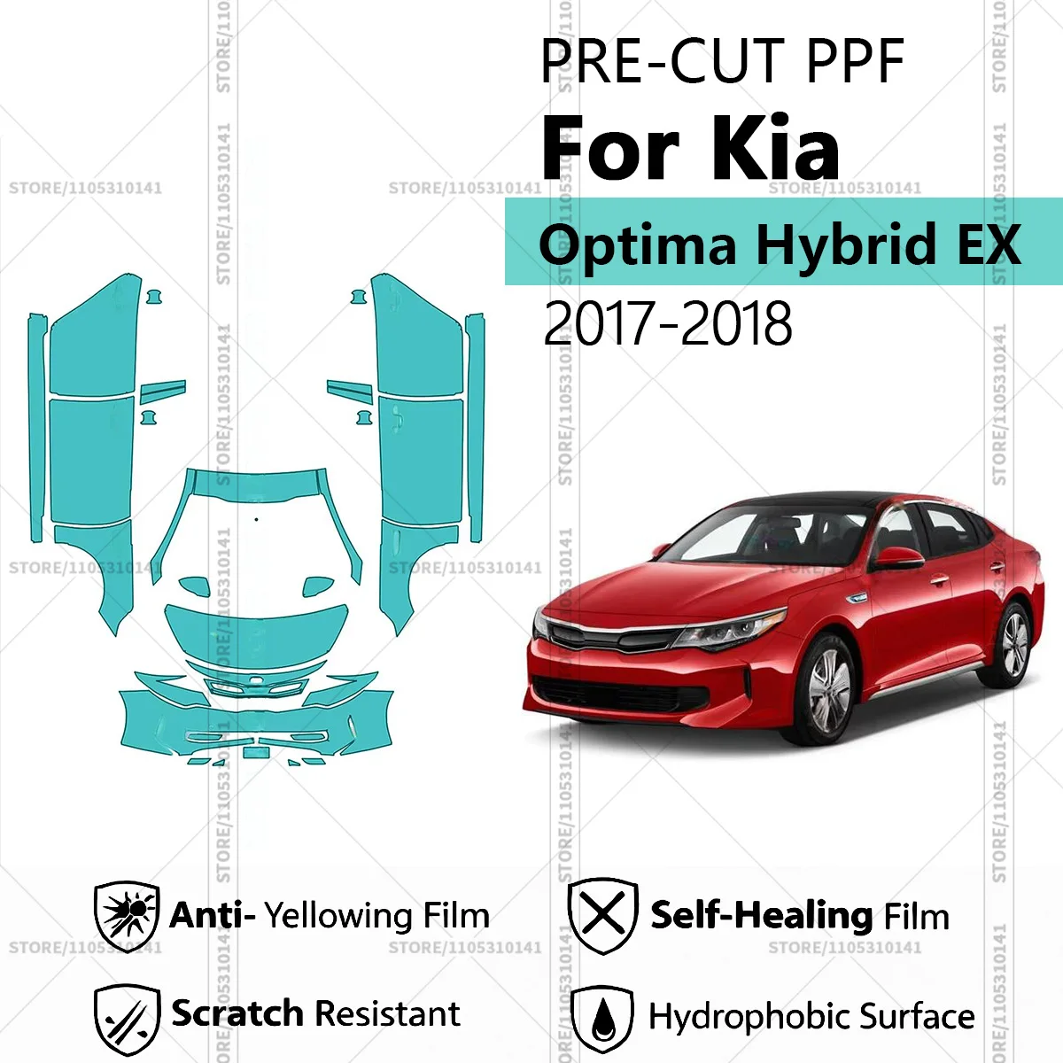 

Защитная пленка PPF прозрачная для Kia Optima Hybrid EX 2017-2018, предварительно вырезанная, комплект для передней части кузова (двери)