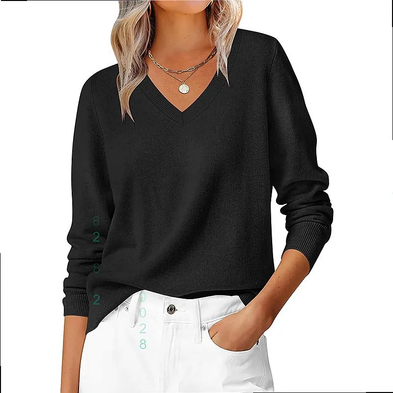 Soft V Neck Loose Knit Tops Pullover Casual Classic Blouse Tee Jumpsuit Playsuit Matching Set