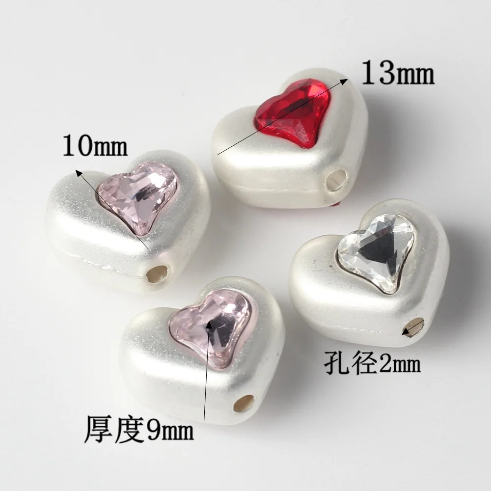 Bracelet/necklace pendants 40pcs/lot color heart shape alloy beads diy jewelry garment decoration accessory