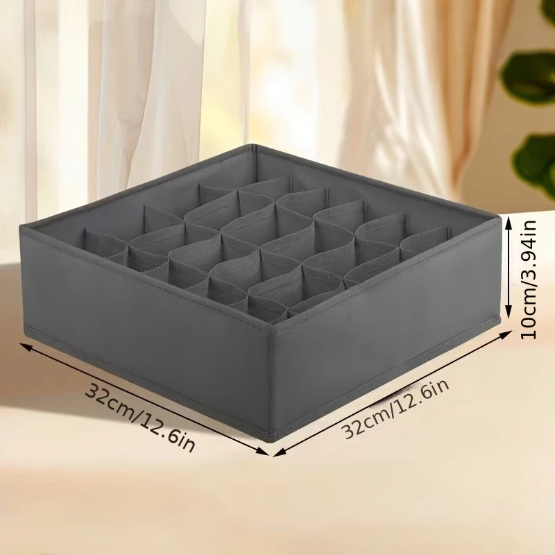 منظم أدراج قماش مكون من 24 حجرة للملابس الداخلية والجوارب والربطات - صندوق تخزين خزانة قابل للطي مع حامل للتوتر #3