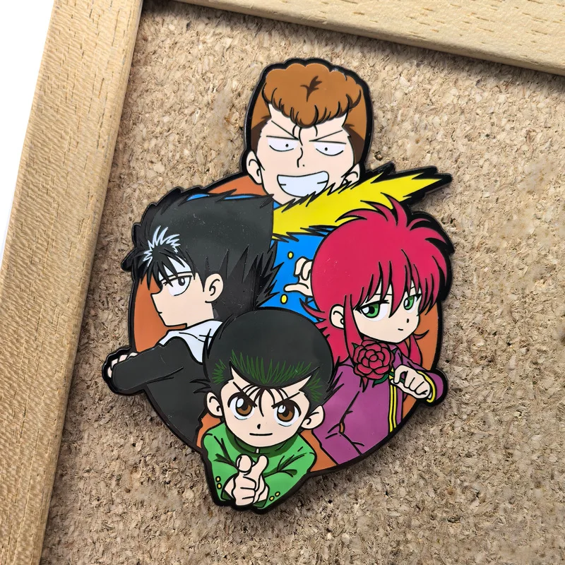 أنيمي YuYu Hakusho المينا دبابيس Yuusuke Kazuma Hiei Kurama شارات معدنية اليابانية مانغا دبابيس ظهره الملابس التلبيب تأثيري