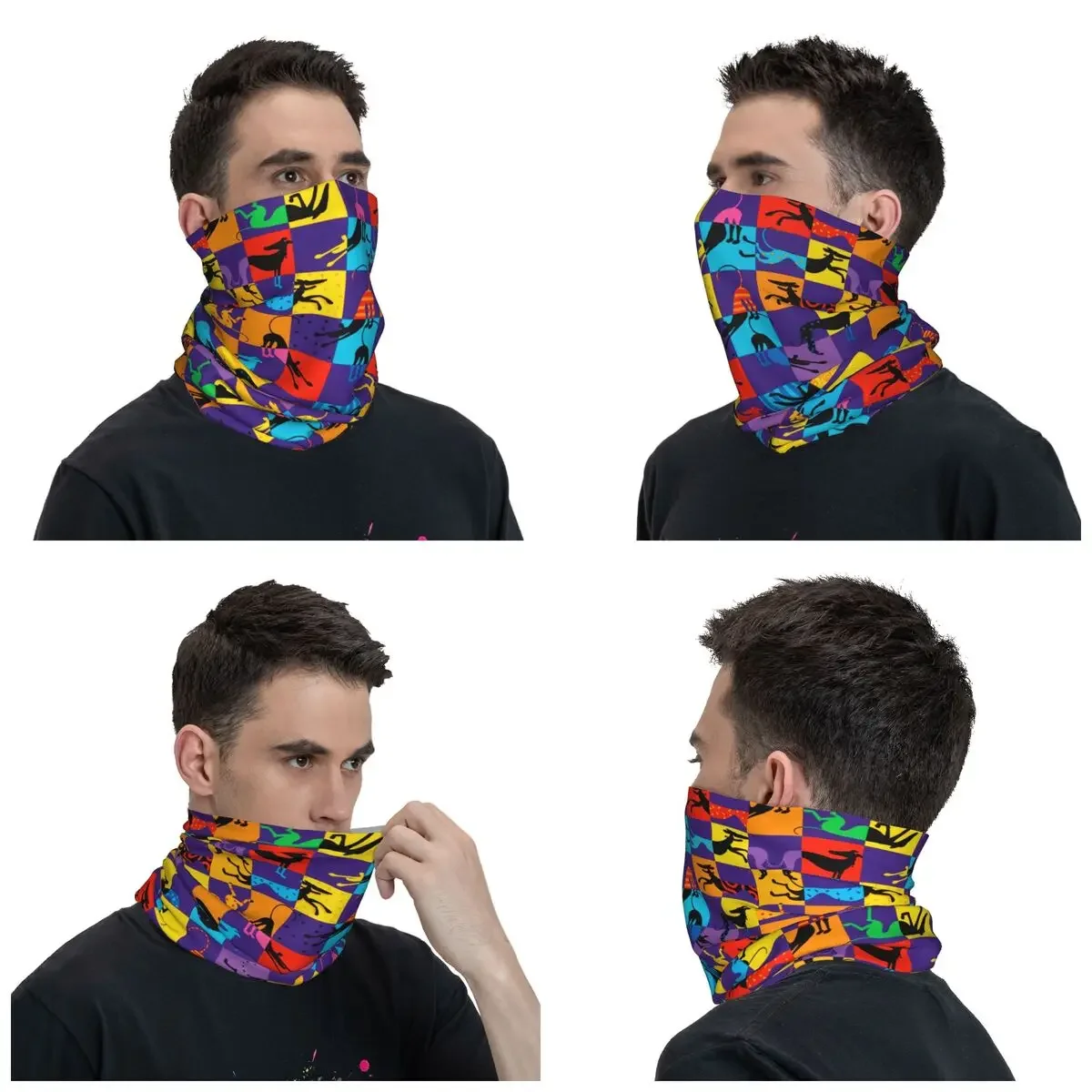 Greyhound Dog Pop Art Bandana Neck Gaiter Animal Dogs Mask Scarf Warm Cycling Scarf Outdoor Sports for Men Women Adult Washable