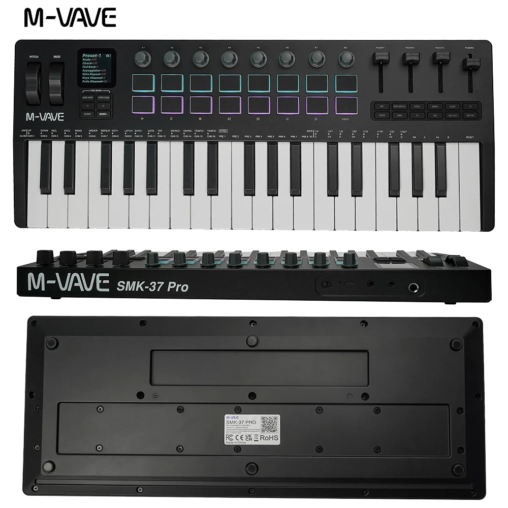 M-VAVE SMK-37 Pro New Wireless MIDI Keyboard All-in-One Synth