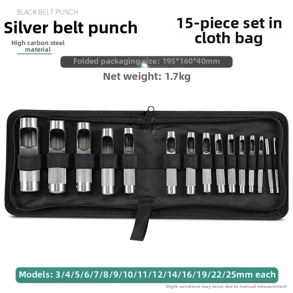 12/15pcs Round Hole Punch Hollow Cutter Set For Rubber Leather Craft Belt Bag Leathercraft Clothing Hole Puncher Hand Tool