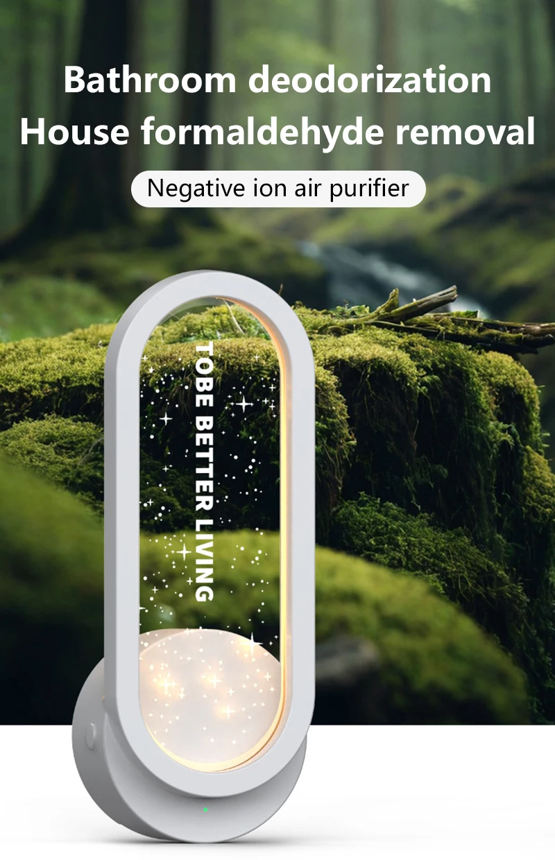 Lenovo Mini-Luftreiniger mit negativen Ionen zur Geruchsbeseitigung in der Toilette, zur Formaldehyd-Entfernung, mit Sternenhimmel-Atmosphärenlicht im Heimstil – Detail 5