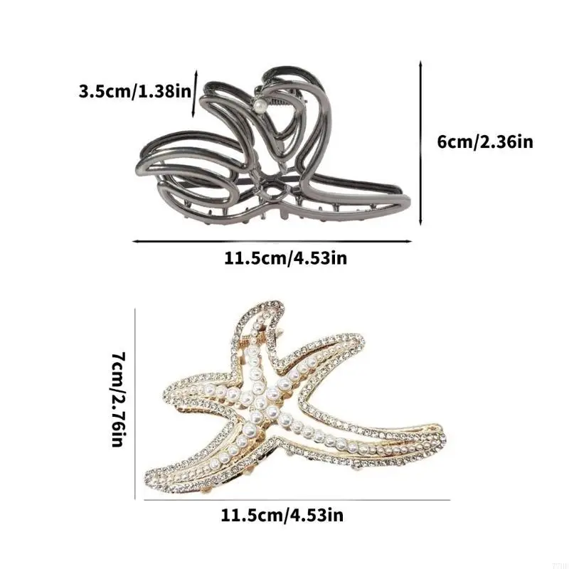 77HE CLATHER FISH HAIR CLAW مع تصاميم أحجار الراين الكاملة للنساء والفتاة كل يوم وارتداء قبضة قوية