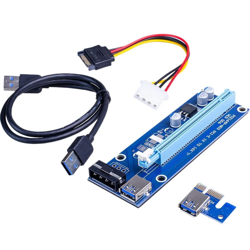 

Ver006 адаптер-ключ PCI-E к PCIE Mining ETH Pcie 4Pin USB 3,0 карта 1X до 16X карта изображения Удлинительный кабель для майнинга