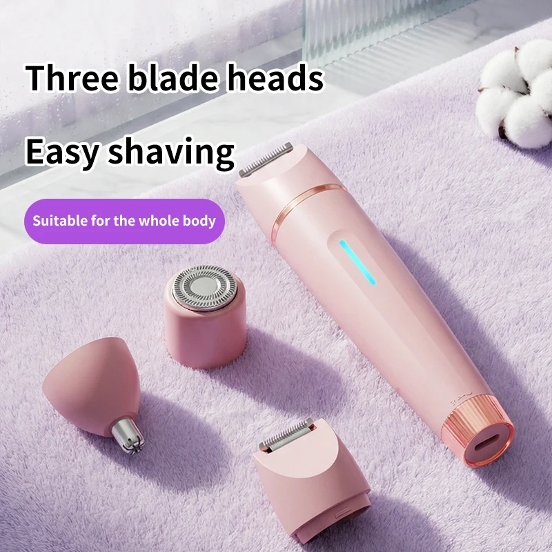 3 in 1 Electric Lady Shaver Waterproof Razors Painless Bikini Trimmer for Women Underarm Leg Arm Body Pubic Hair Removal