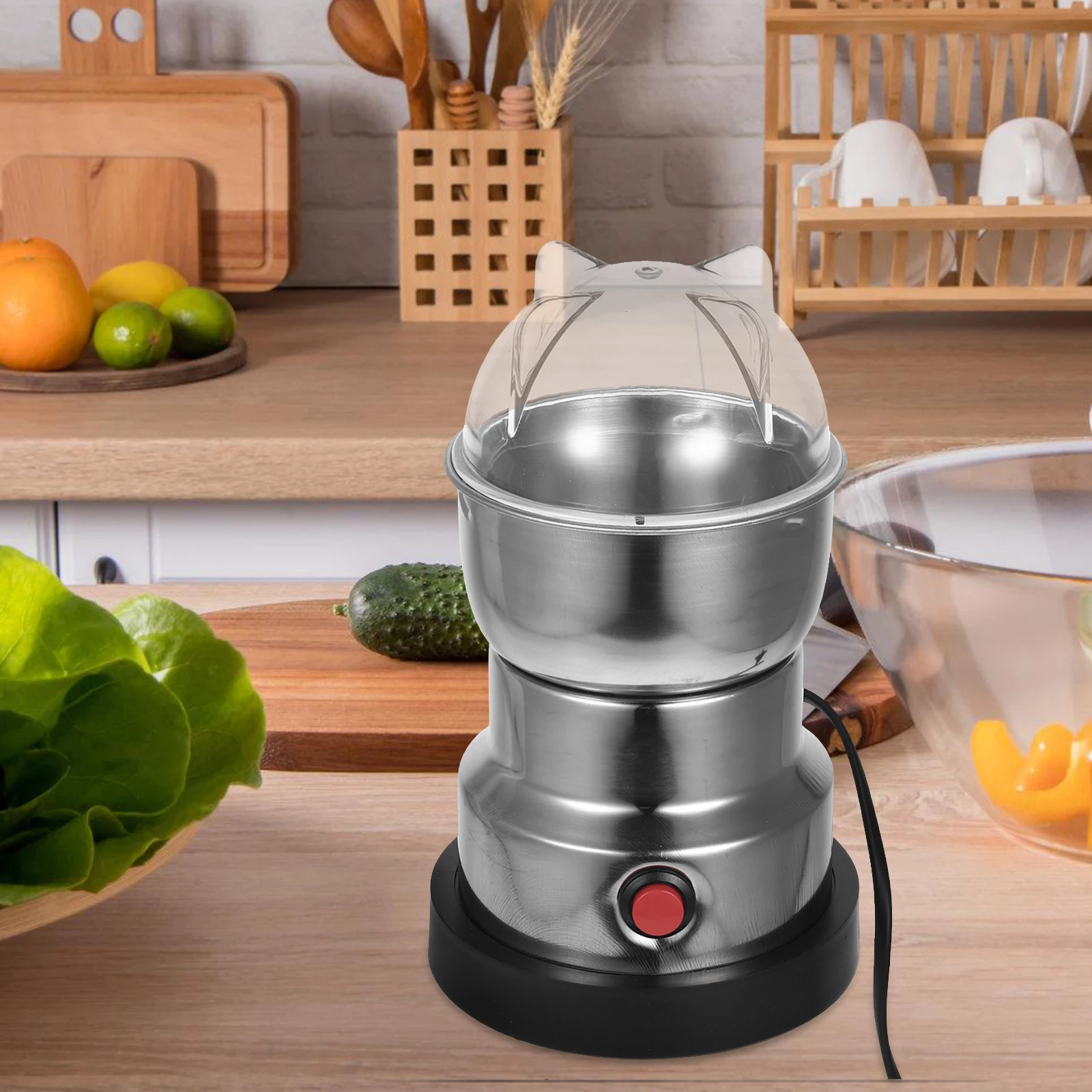 

Electric Food Grinder 300W Stainless Steel Machine for Bean Grain Spice Coffee Powder Processing Home Use with Splash