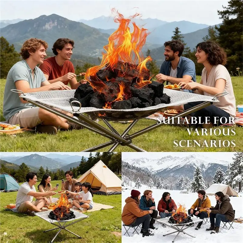 【LIMITED EDITION】Portable Outdoor Fire Pit Foldable Design For Outside Wood Burning- Small Wire Firepit With Carry Storage Bag I