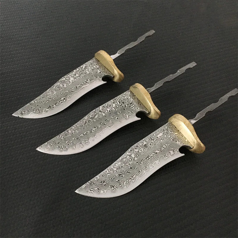 

Полуфабрикат из дамасской стали, заготовки для ножей с фиксированным лезвием — заготовки для охоты и выживания своими руками с медной полосой