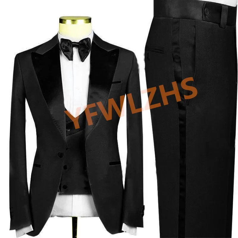 

New Arrival One Button Groomsmen Peak Lapel Groom Tuxedos Men Suits Wedding/Prom Best Blazer ( Jacket+Pants+Vest+Tie) C288