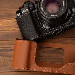 A-1 Camera Case Bag for Canon A1 AE-1 Case Handmade Genuine Leather Half Case Cover Camera Bag Case Photography Accessories