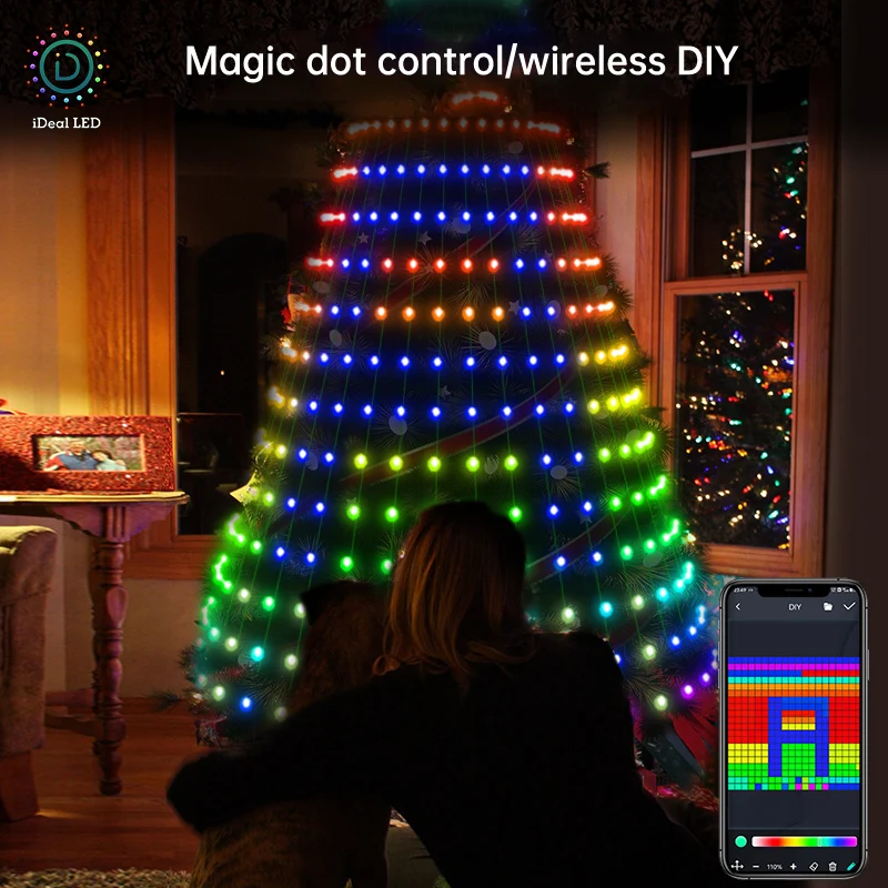 2.1M Smart Christmas Tree Garland LED Fairy String Lights App telecomando Display immagine fai da te per la decorazione natalizia della festa