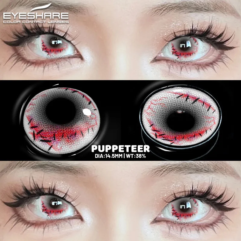 EYESHARE Cosplay Wit Gekleurde Contactlenzen 2 stks Crazy Red Contactlenzen Anime Zwarte Ooglenzen Halloween Schoonheid Make-up Lens