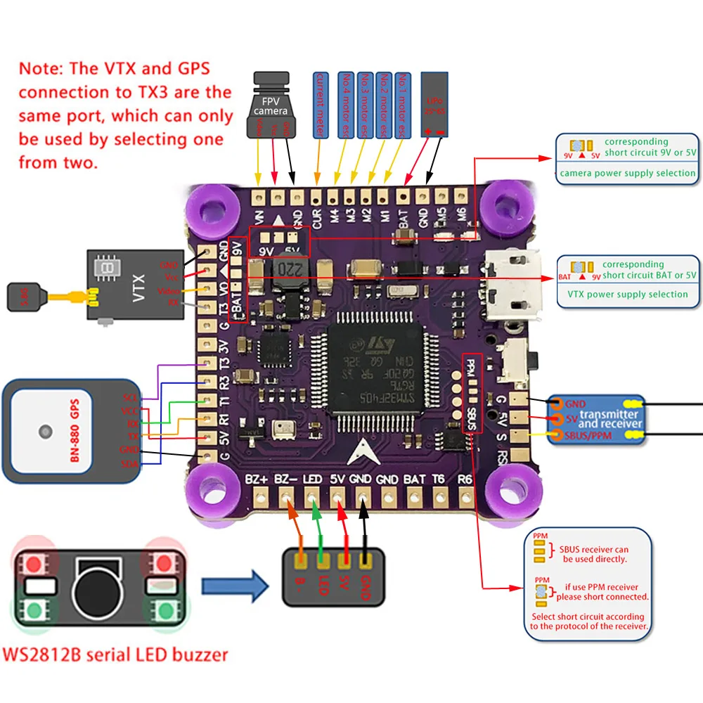 YSIDO F4 V3S V3 3-6S 30X30 FC&ESC FPV Stack BMP280 F405 Flight Controller BLHELIS 50A 4in1 ESC for FPV Freestyle Drone Model