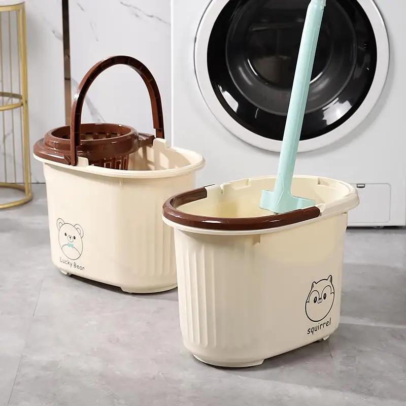 

Ведро для швабры с большой емкостью и утолщенной конструкцией, без необходимости мытья рук, с колесами и отжимом, для уборки дома