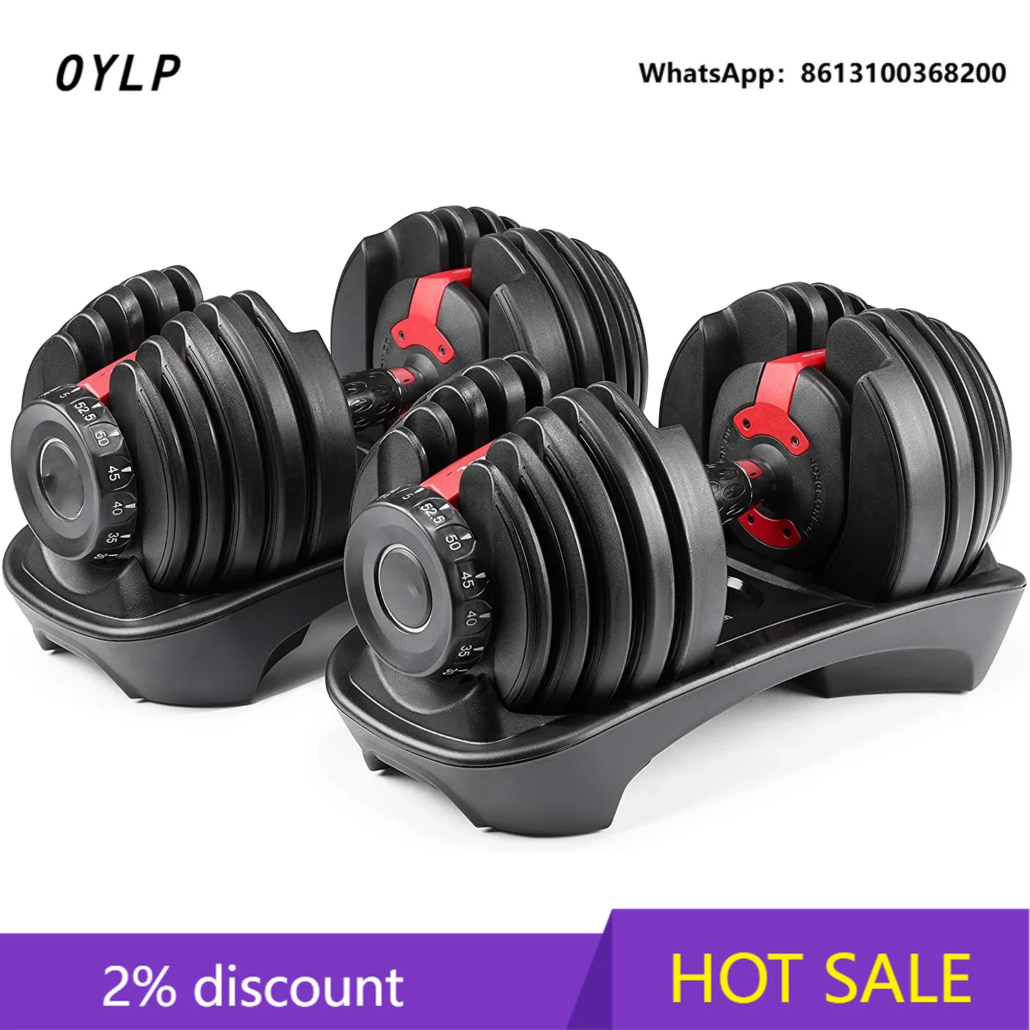 OYLP Hot Selling 52.5lb 24kgs Adjustable Dumbbell Set Fitness Equipment Gym Weight Workout Body Building Dumbbell for Sale
