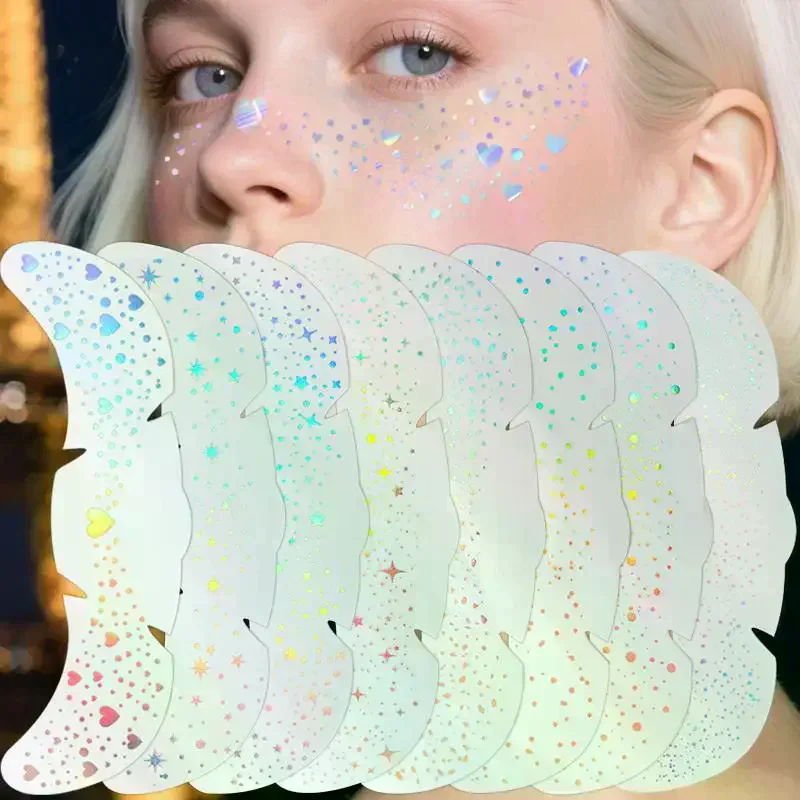 1 ورقة بريق النمش ملصقات ثلاثية الأبعاد القلب النمش الوشم بريق ملصقات للماء درجة الحرارة الوشم #2