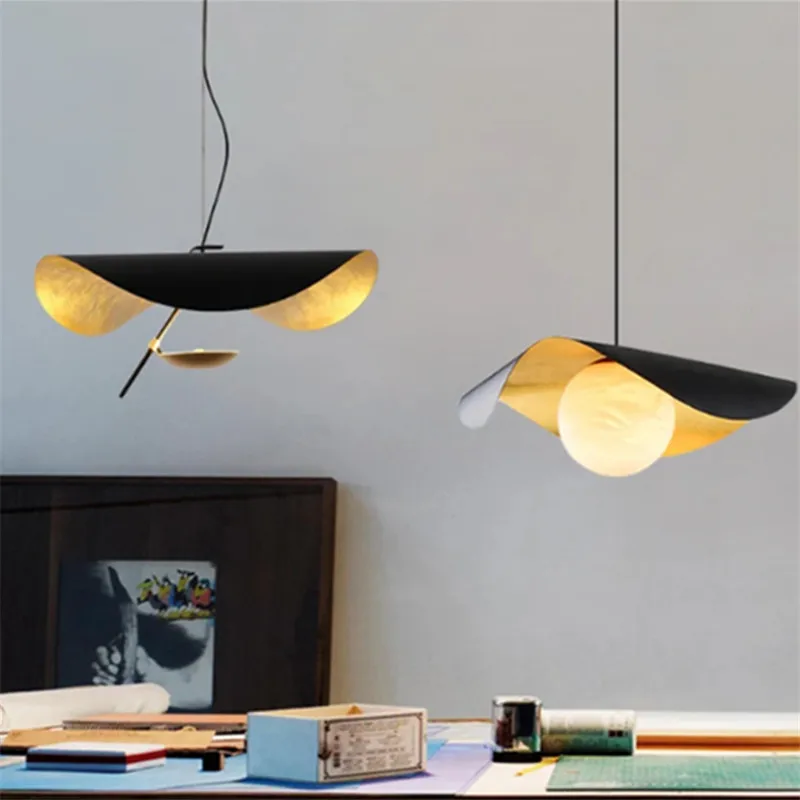 Lederam Manta S1 Pendant lamp Hat Gold curved lamp replica LED retro metal lamp for living room decor Bedroom art lounge Lamp