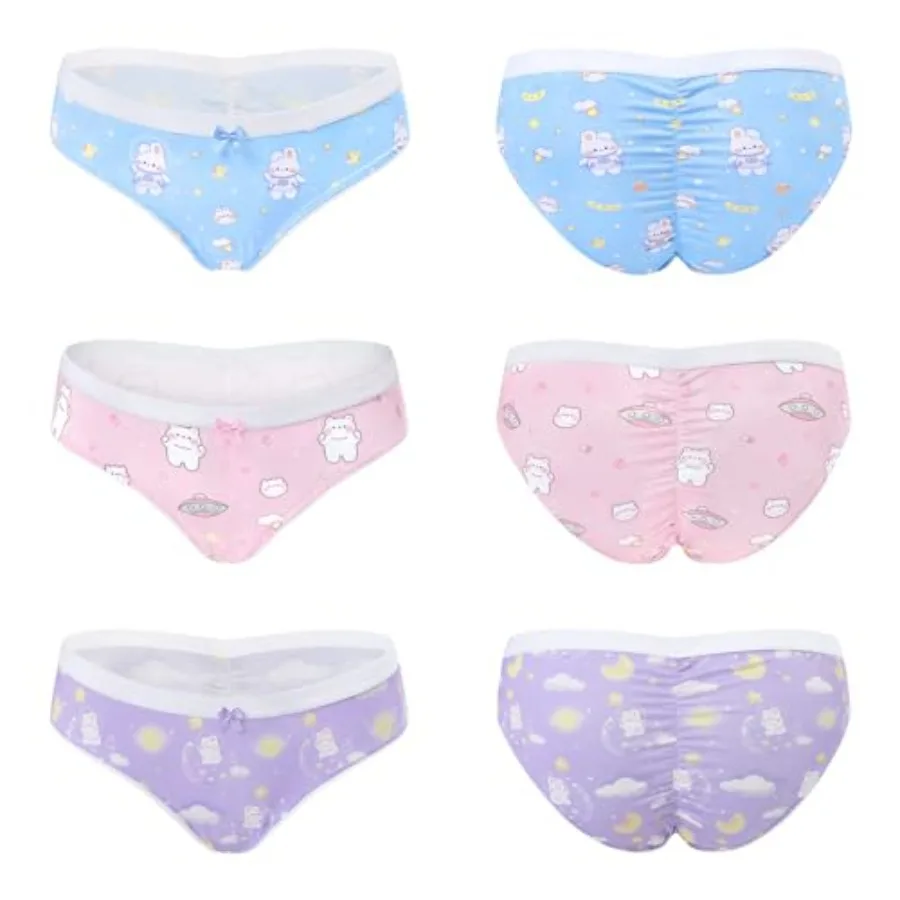

Littleforbig Women's Ladies Soft Smooth Silky Underwear Comfortable Hipster Briefs Babydoll Dreamy Galaxy 4 Pack Panties Set