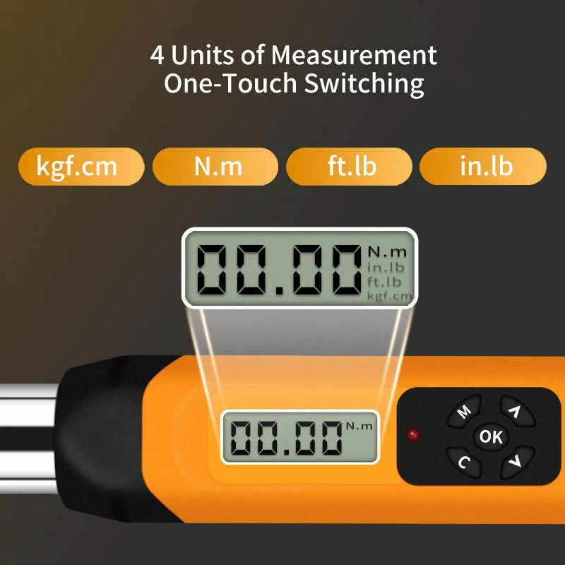 [2026]1/2 Inch High-Precision Digital Display Torque Wrench 410Nm With LCD 715mm Metric System Data Storage Automatic Shutdown F