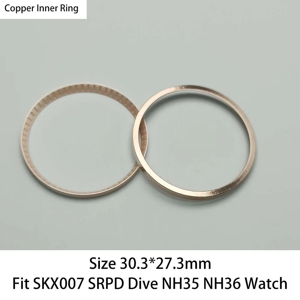 Copper material SKX007 watch badge ring accessory SKX007 SRPD series case replacement copper material inner shadow ring, size 30