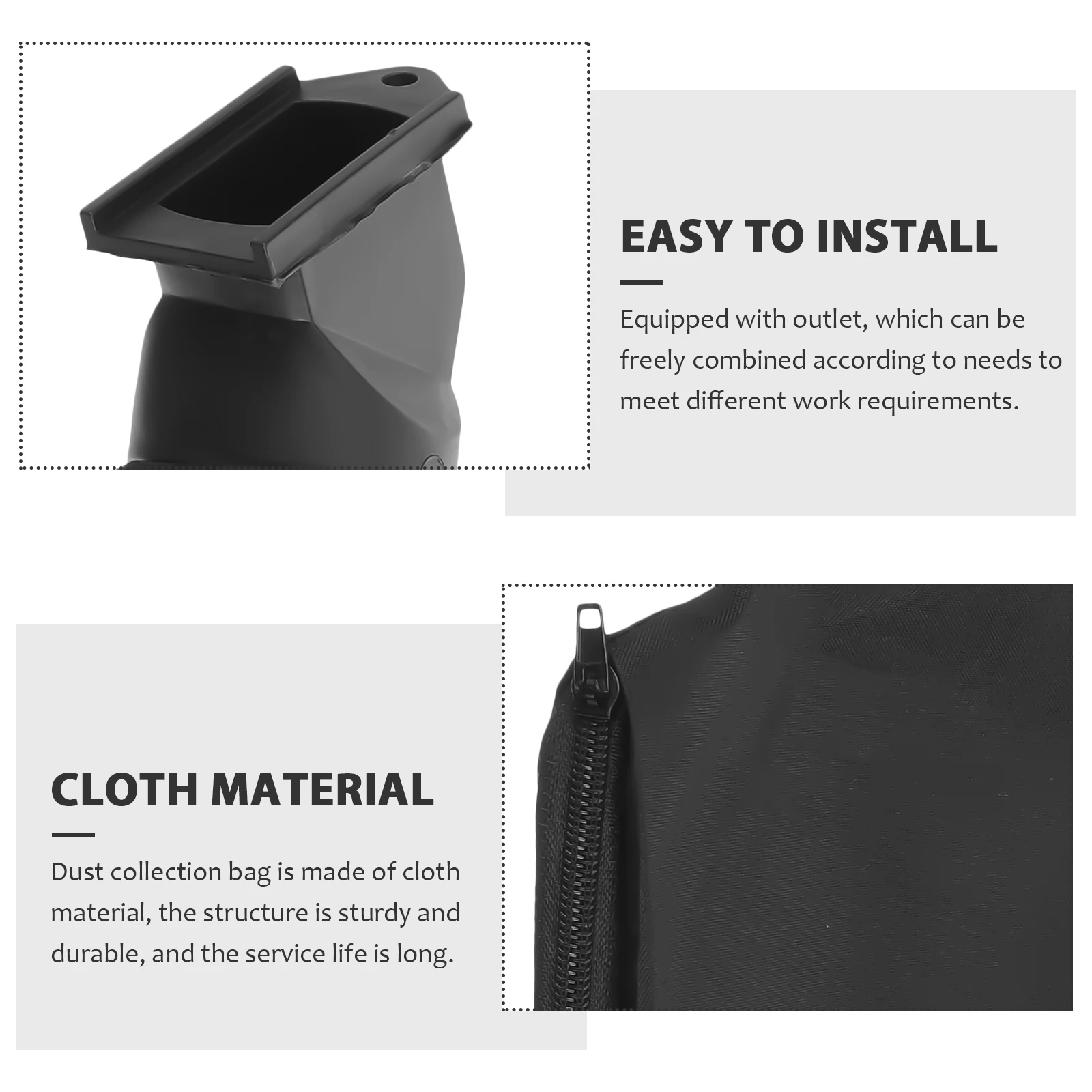 

255 Aluminum Saw Dust Bag 10 Inch Cutting Machine Cloth Collector for Miter Saw Accessories Black Woodworking Dust Collection