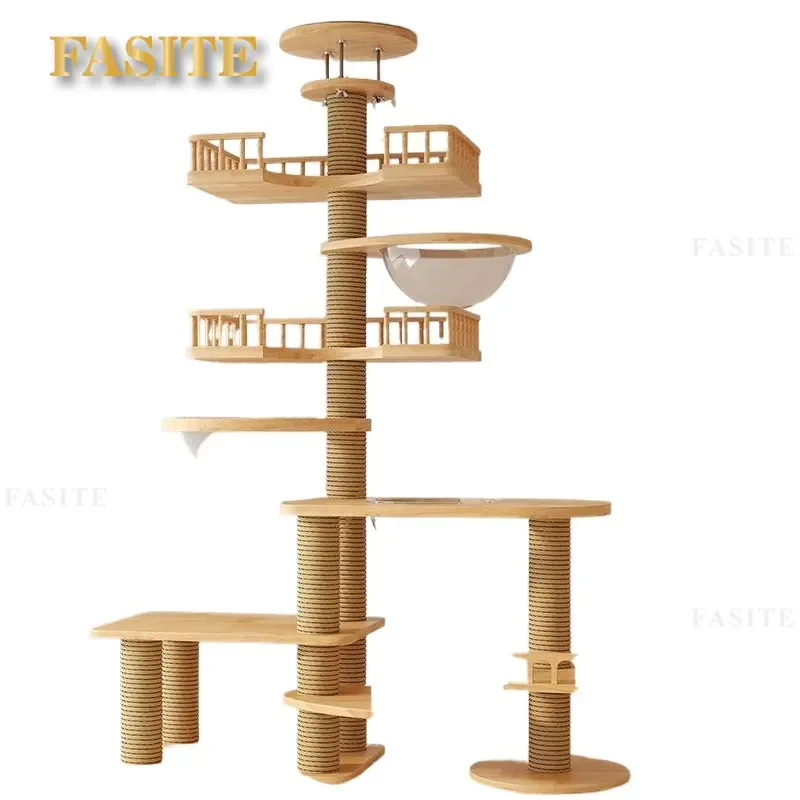 For Small Apartment Luxury Balcony Integrated Cat Tree Climbing Frame Column Nest Durable Space Saving Furniture