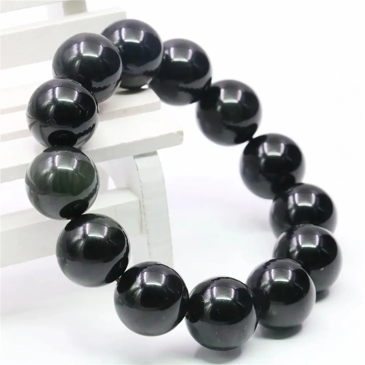 8 10 12 14 16mm Natural Round Black Obsidian Agate Bracelet Onyx Jaspers Stone Women Men DIY Hand Made Jewelry Making Desige
