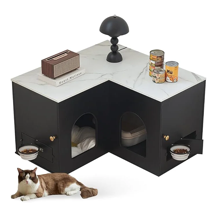 Pet Home Desig Wood Bedside Table Cat Nest House Multifunctional Cat Bed Coffee Table