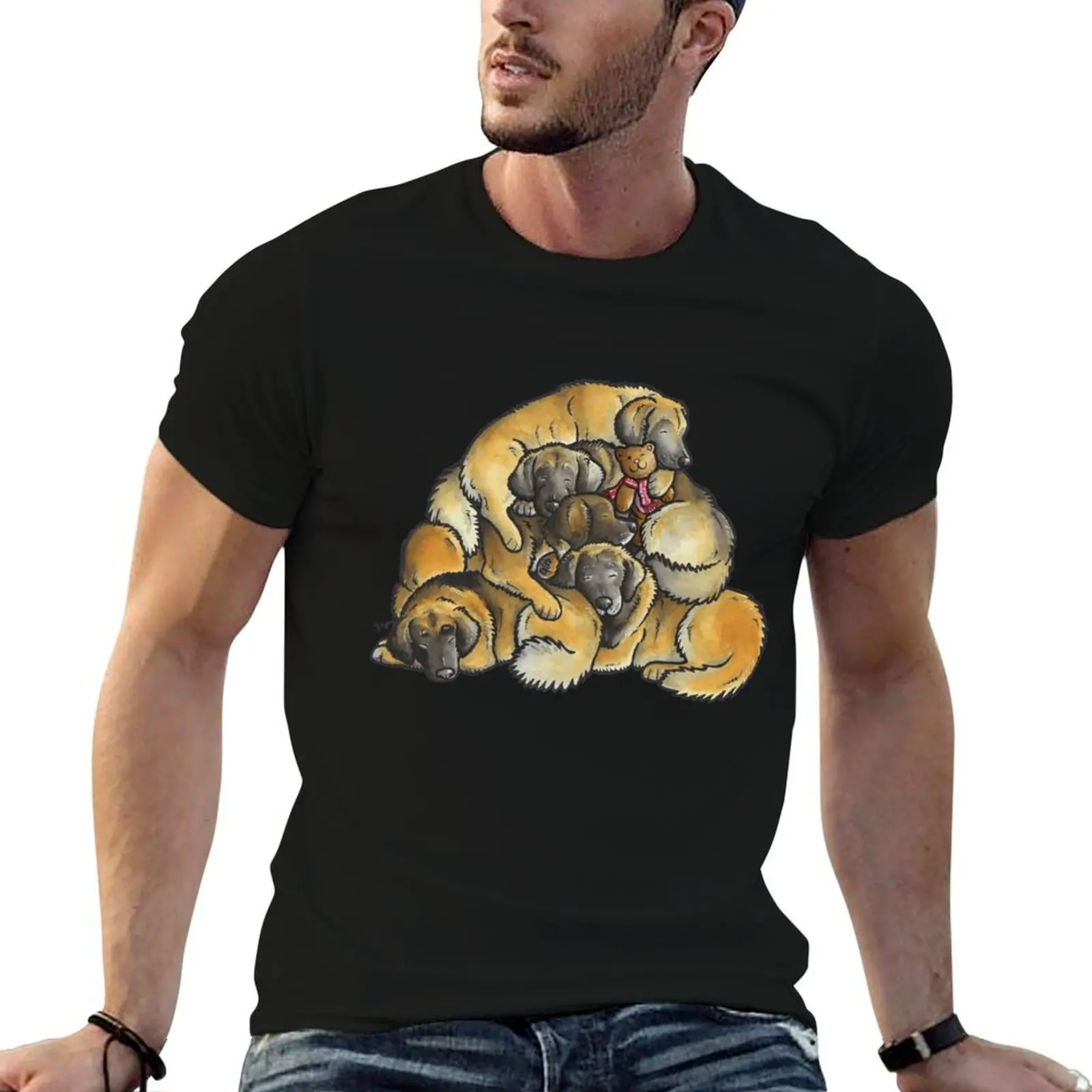 Sleeping pile of Leonberger dogs T-Shirt anime clothes baggy shirts mens tall t shirts