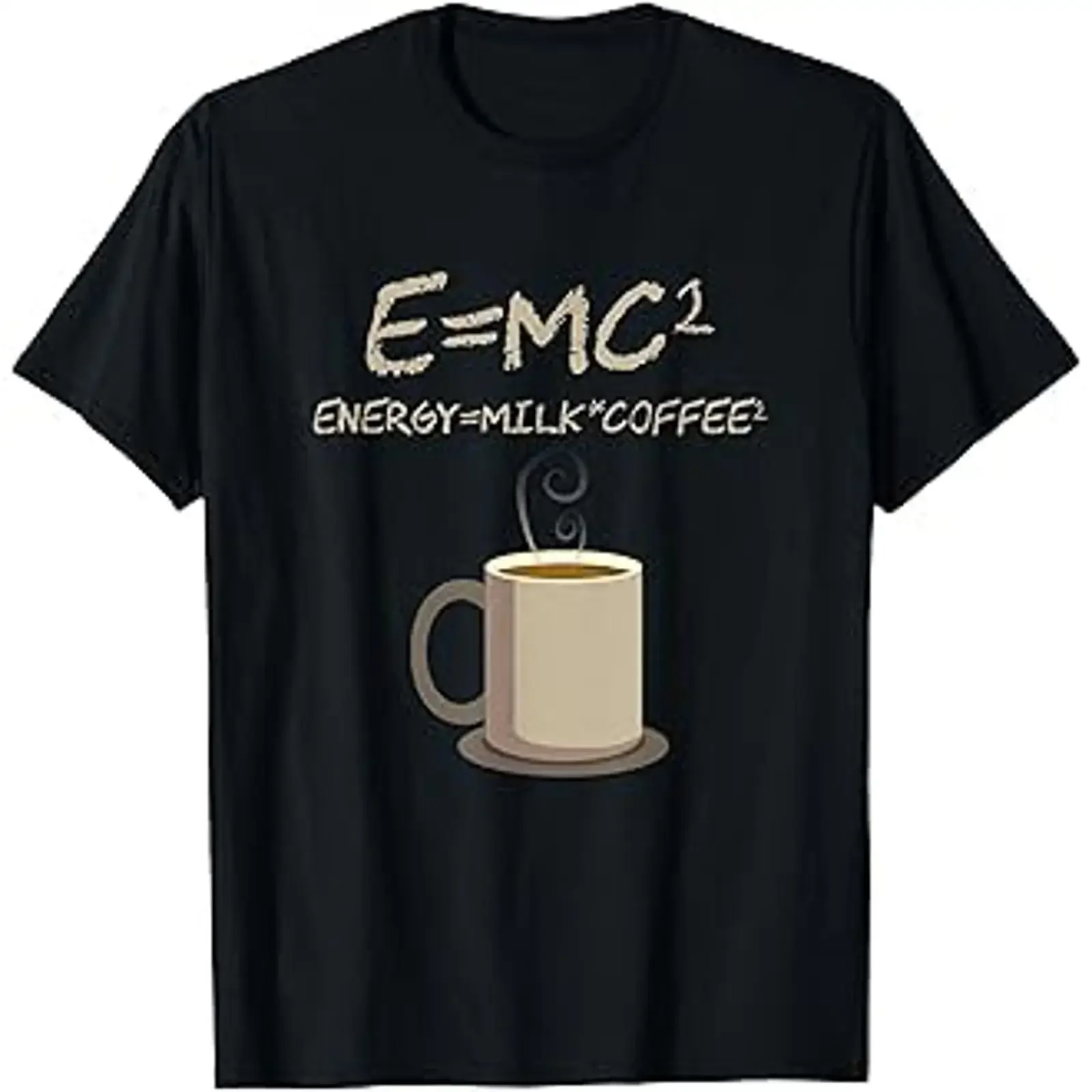 Футболка E MC2 Funny Science Coffee Energy Milk, маленькая винтажная дышащая дизайнерская одежда с эффектом потертости, унисекс, уличная одежда