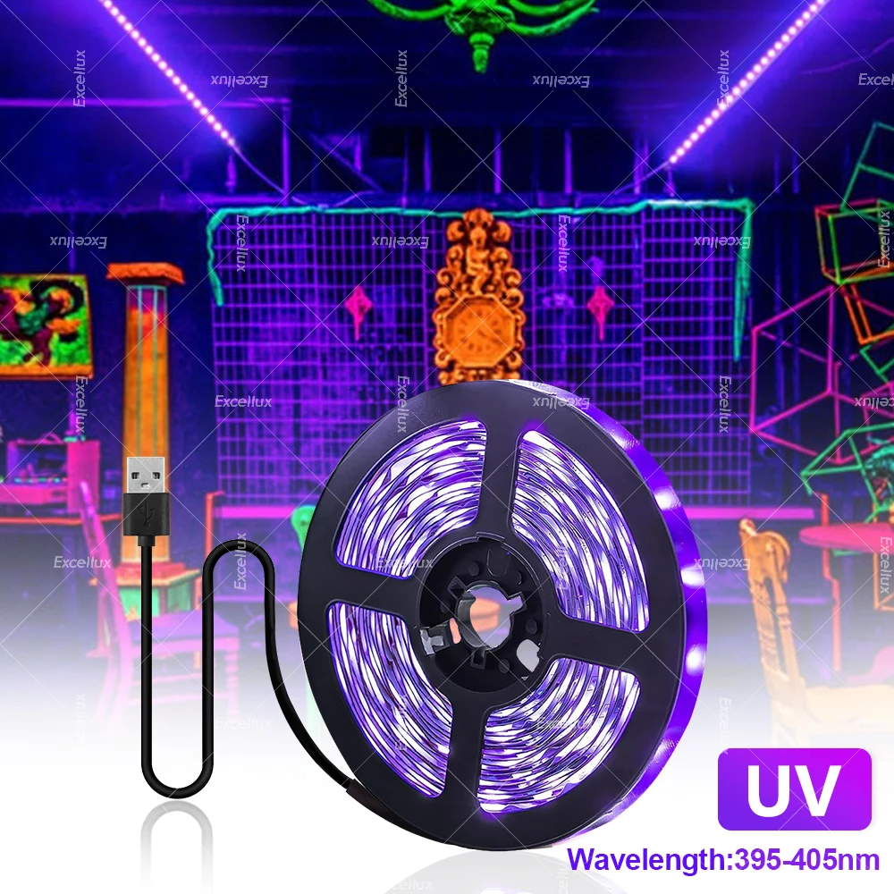 UV LED Light Strip Flexible USB Tape Ultraviolet UV Lamp 395-405nm Black Light 2835 DC 5V LED Ribbon For Glow Party Fluorescence