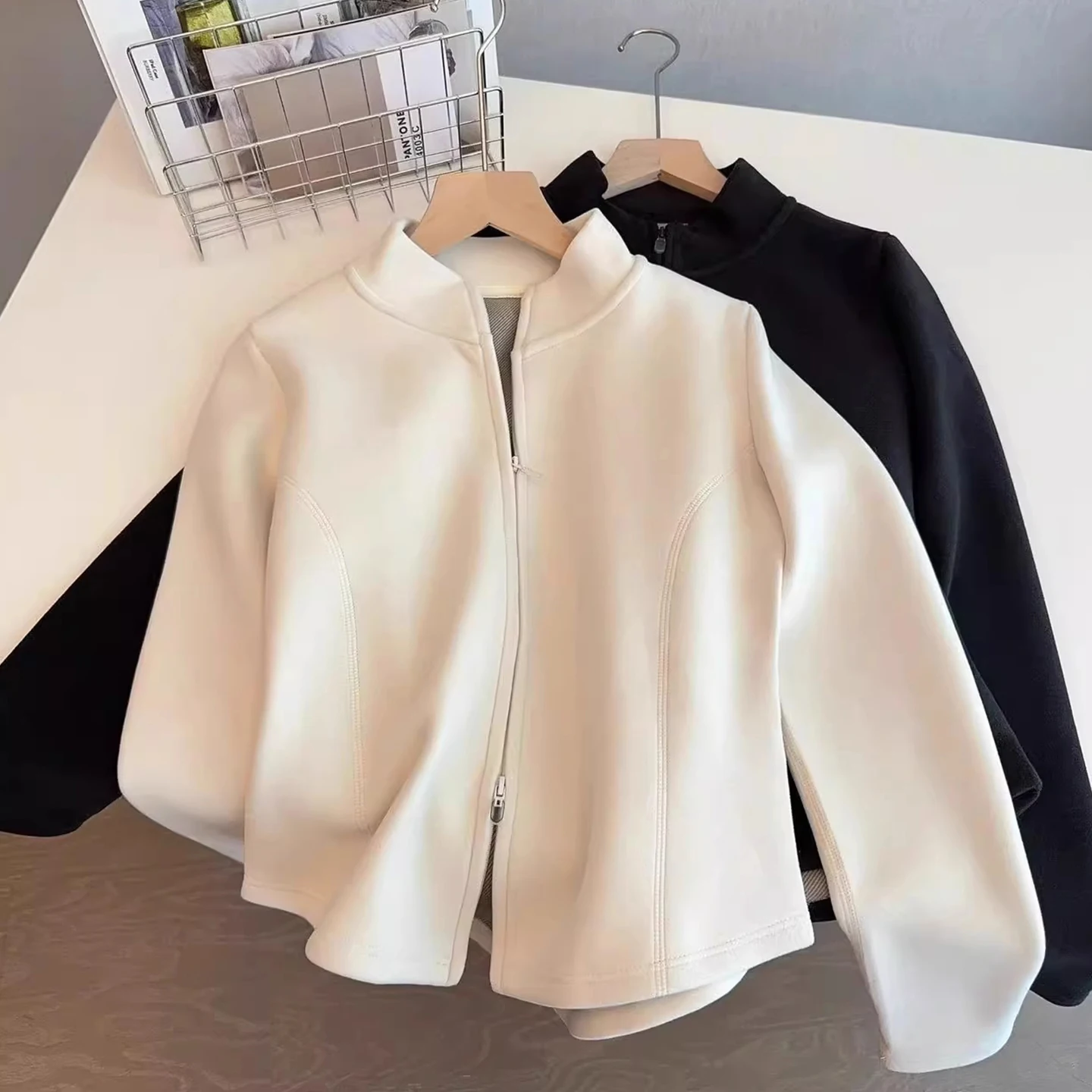 بلوزة من الصوف بدون قبعة المرأة هوديي Y2K الصيف س الرقبة بساطتها كلينفيت الشريط الدانتيل يصل Crewneck تيري الفانيلا الوردي الباستيل