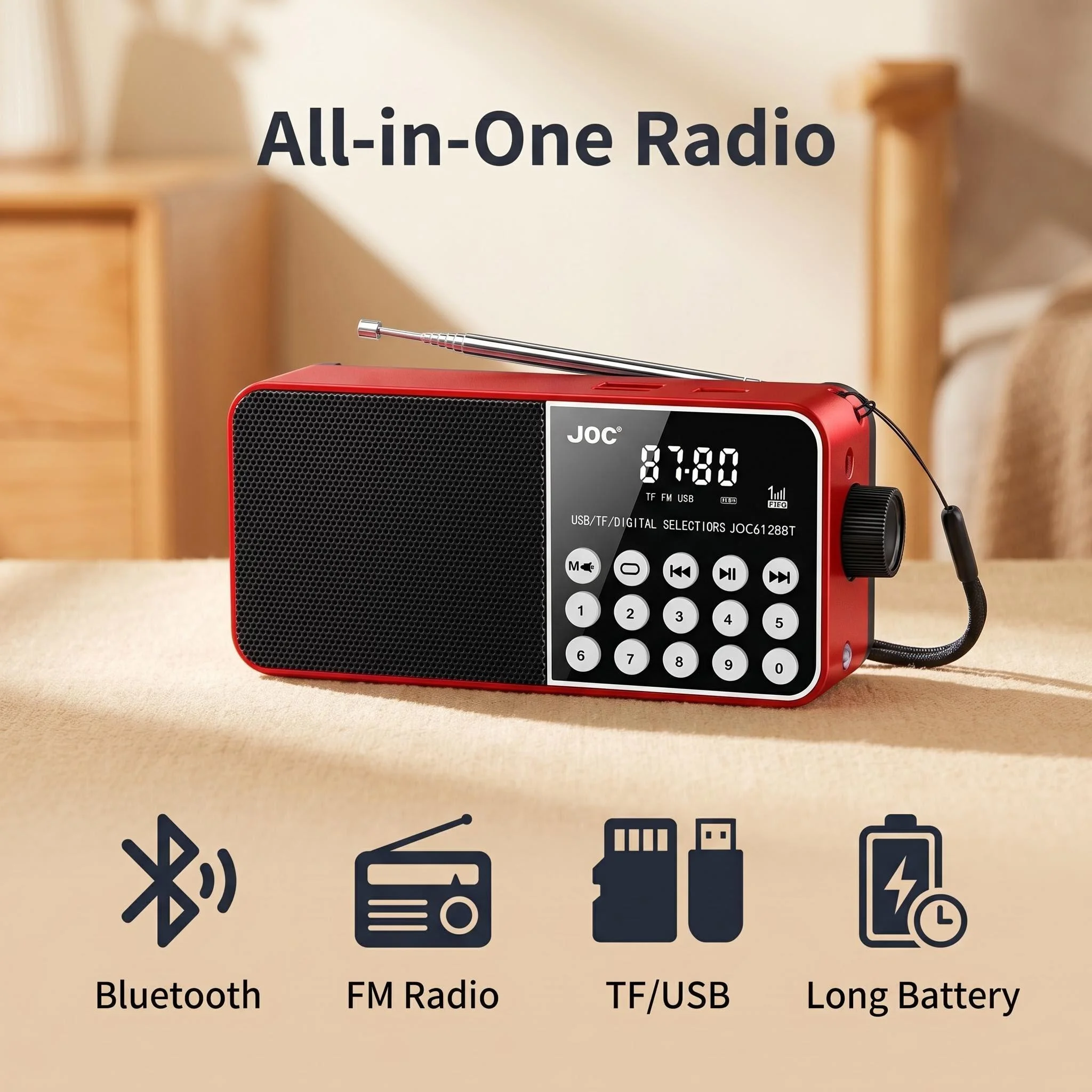 Explosive Digital Button Radio  Plugged I TF Card USB Flash Drive Bluetooth Radio for The Elderly To Listen To The Radio Factory