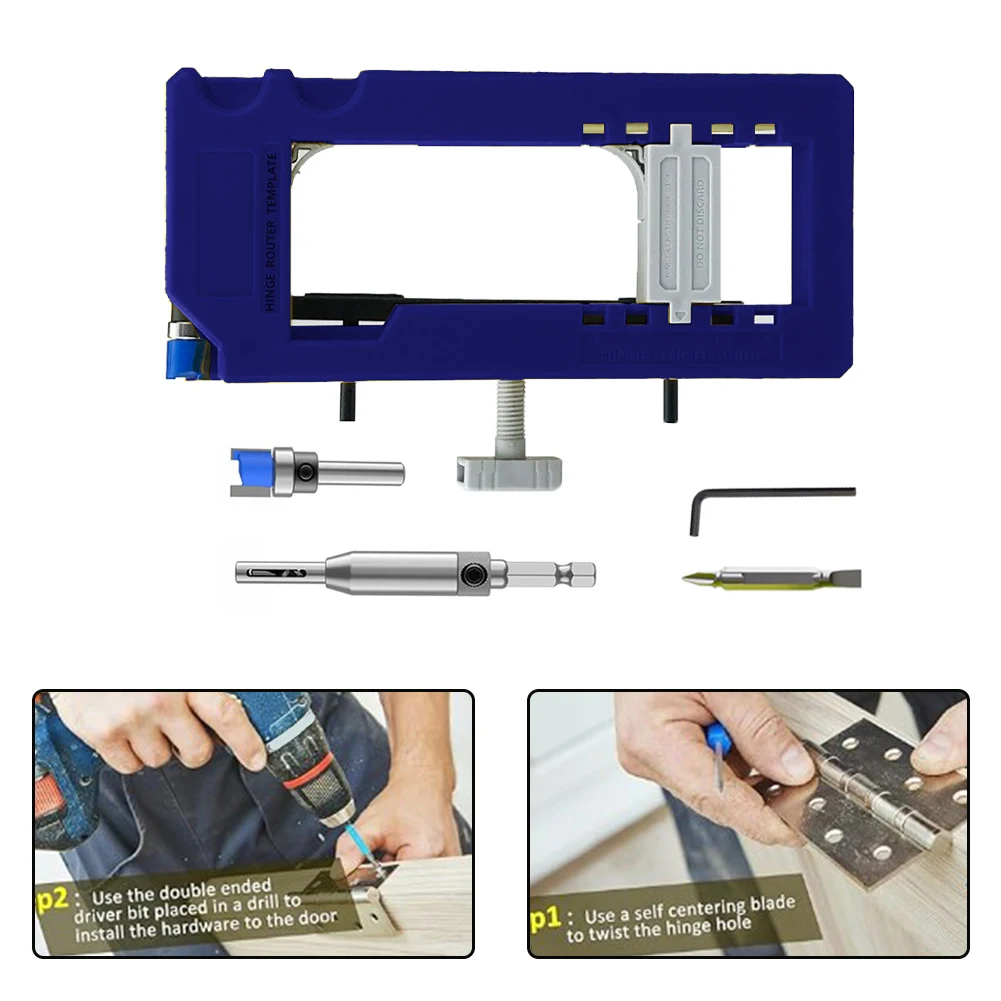 DIY Installation Blue as Shown Router Template Adaptable Hinge Length Tool Edc Hand Tool Set Comprehensive Kit