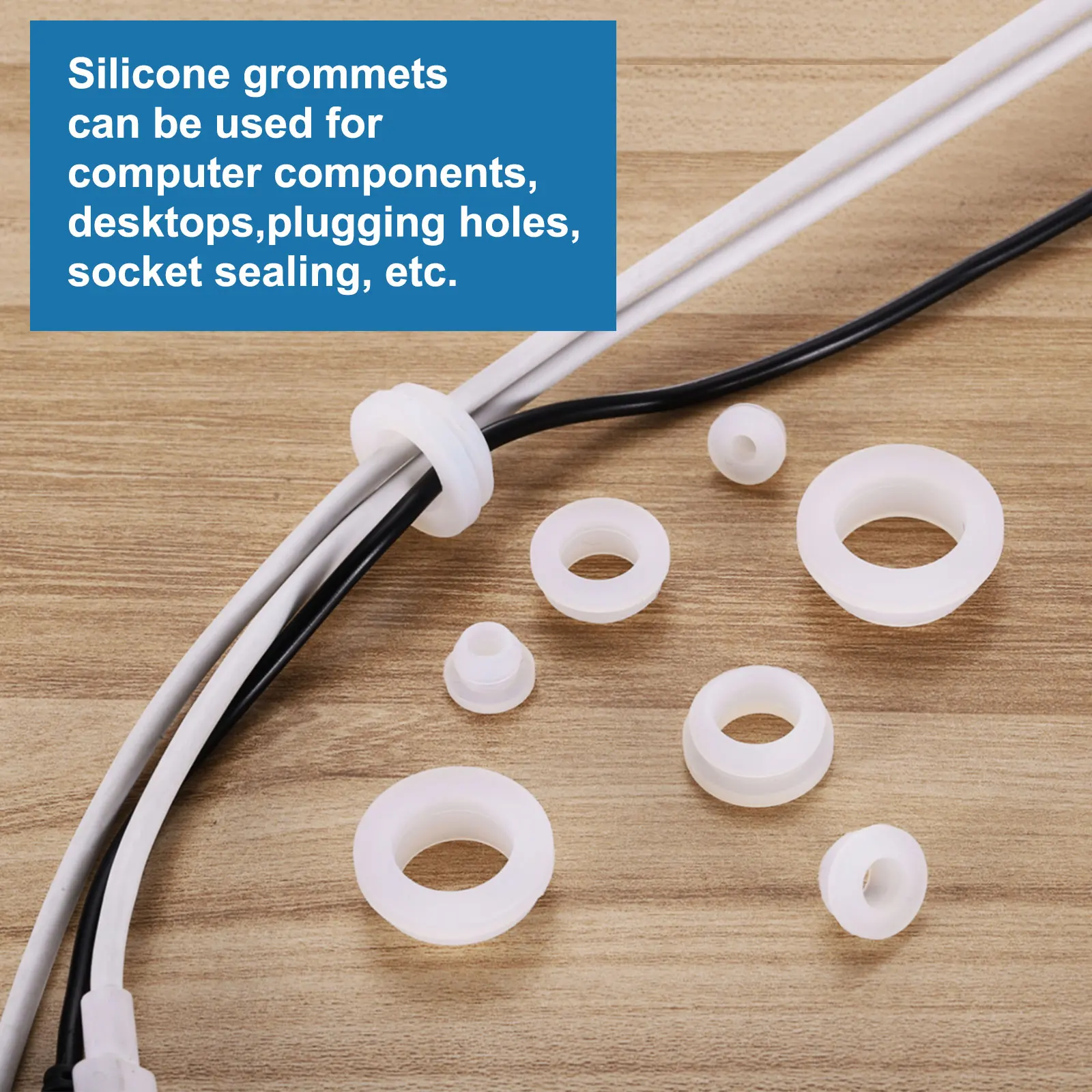 Uxcell 10/15Pcs Rubber Grommets Top Hat Grommet Silicone Rubber Hole Plug Gasket Wires Protection for Wiring Automotive Clear image 5